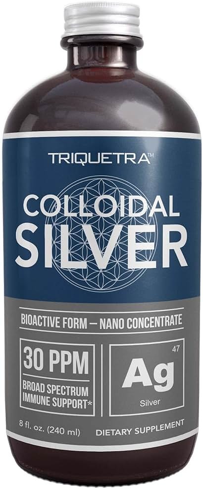 Bioactive Colloidal Silver - 8 oz, Glass Bottle, Vegan, Safe Doses with Highest Effectiveness - Nano Ions, 30 PPM - Immune Support (48 Servings) - Product Image