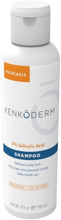 Kenkoderm Psoriasis Shampoo - 3 Percent Salicylic Acid Formula, Anti-Dandruff Cleanser for Itchy or Dry Hair & Scalp, Color & Fragrance Free, 4 Fluid Ounce - Product Image