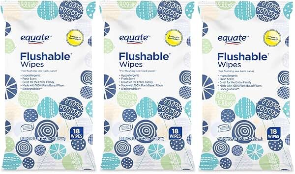 Equate Fresh Scent Flushable Wipes 18 ct "3-PACK" - Product Image