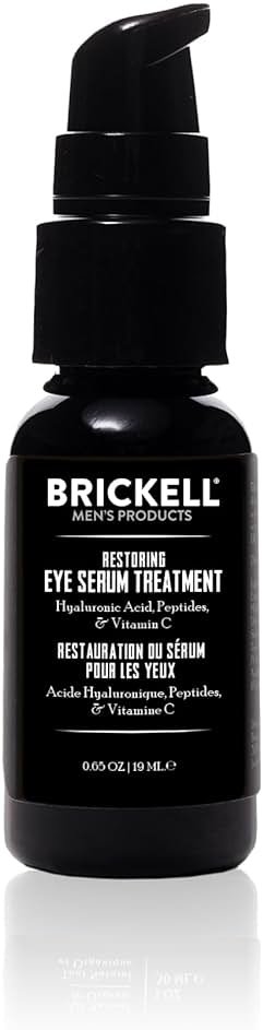 Brickell Men's Dark Circle Under Eye Treatment Serum For Men, Eye Gel to Firm Wrinkles, Reduce Dark Bags, and Promote Youthful Skin, With Hyaluonic Acid, Peptides, and Vitamin C, 0.65oz, Unscented - Product Image