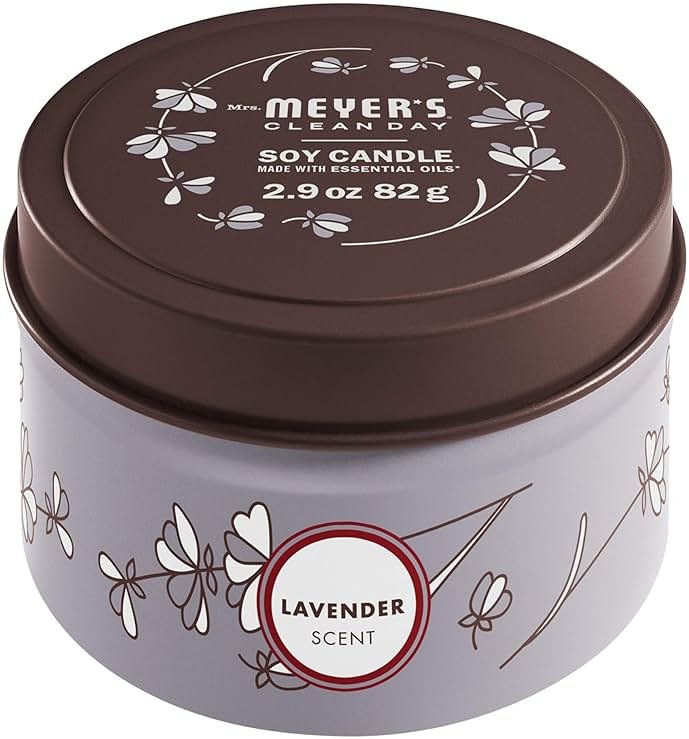 MRS. MEYER'S CLEAN DAY Soy Tin Candle, 12 Hour Burn Time, Made with Soy Wax and Essential Oils, Lavender, 2.9 Oz - Product Image