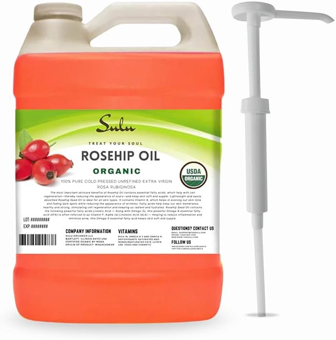 1 Gallon 100% Pure Organic Unrefined Extra Virgin Cold Pressed Rosehip Oil - Product Image
