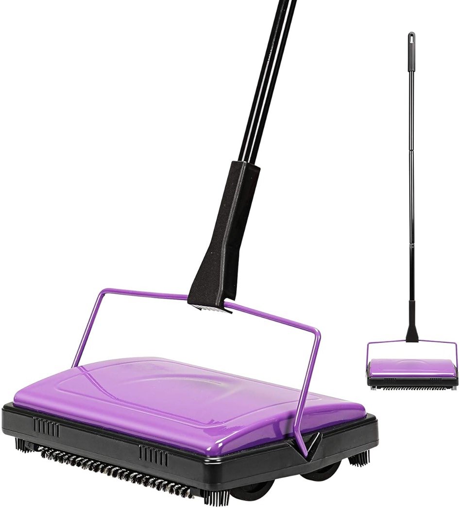 Yocada Carpet Sweeper Cleaner for Home Office Low&Undercoat Carpets Rugs Pet Hair Dust Scraps Paper Small Rubbish Cleaning with a Brush - Product Image