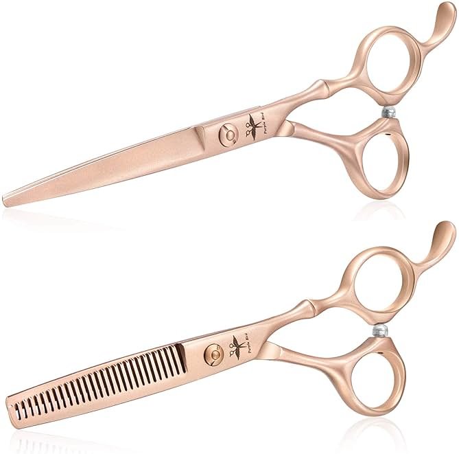 PURPLEBIRD Hair Cutting Scissors Thinning Shear Set Professional Barber 6 inch Texturizing Blending Shear Razor Edge Haircut Styling Kit for Men, Women, and Kids, Japanese Stainless Steel, Rose Gold - Product Image