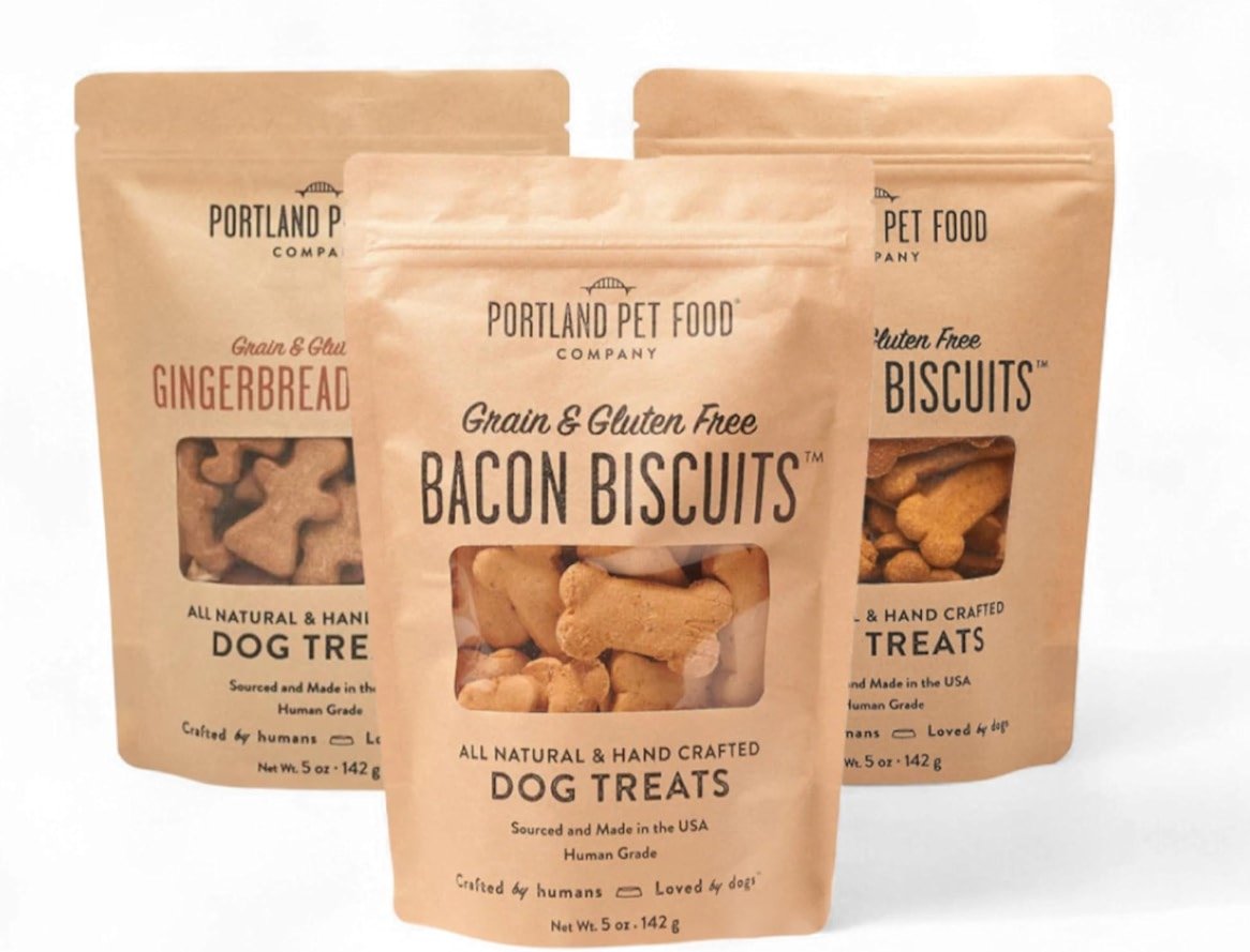 Portland Pet Food Company Natural Dog Treats Variety Pumpkin Gingerbread & Bacon Dog Biscuits - Grain-Free, Human-Grade Healthy Training & Snacks - Puppy, Small, Large Breed - Made in the USA - 3 Pack - Product Image