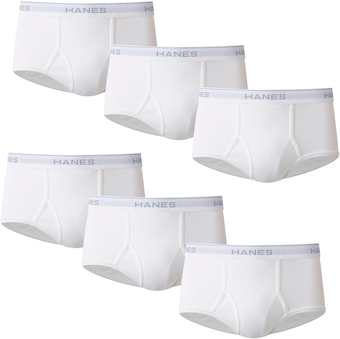 Hanes Men's Underwear Brief Pack, Full Rise Cotton Briefs, Moisture-Wicking Underwear, White, Multi-pack - Product Image