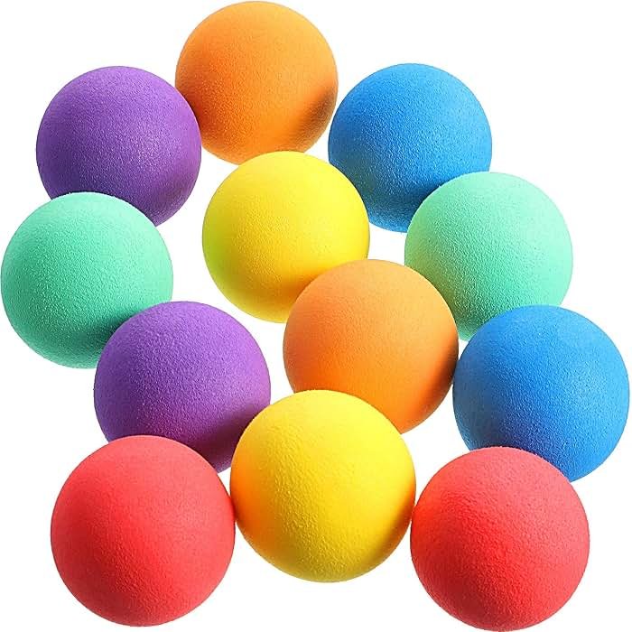 Gejoy 24 Pieces Soft Foam Balls Bulk Lightweight Mini Balls for Safe Indoor Toys Fun Assorted Colors Sponge Balls Birthday Party Favors Bag Gifts for Boys and Girls - Product Image