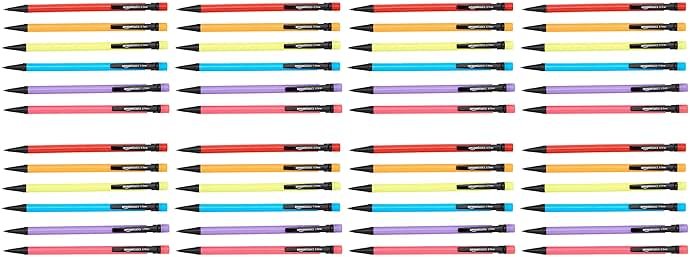 Amazon Basics Mechanical Pencils 0.7mm for Writing, Drawing, School and Office Supplies, with Eraser, Multicolor, 48-Pack - Product Image