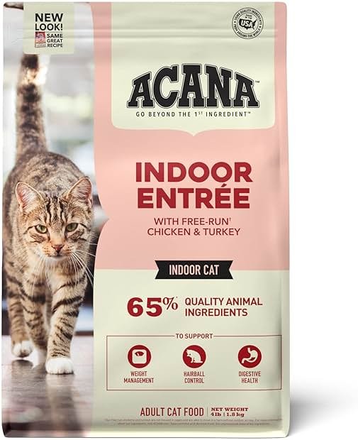 ACANA Dry Cat Food for Indoor Cats Indoor Entrée Chicken Turkey Whole Herring and Rabbit 4lb Bag - Product Image