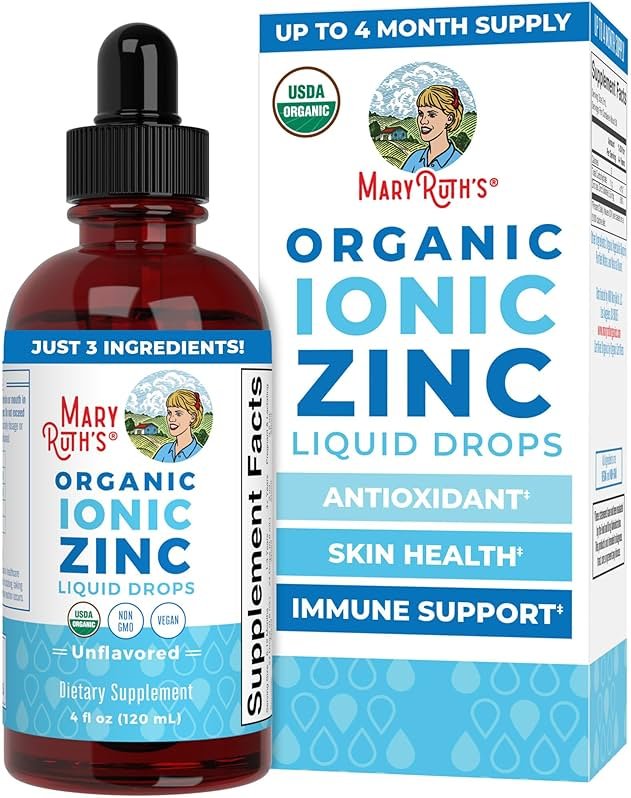 MaryRuth's Organic Liquid Zinc Supplement for Kids & Adults | Immune Support | Skin Health | Antioxidant | Cellular Metabolism | Zinc Sulfate | Vegan | Non-GMO | Sugar Free | Gluten Free | 4 oz - Product Image
