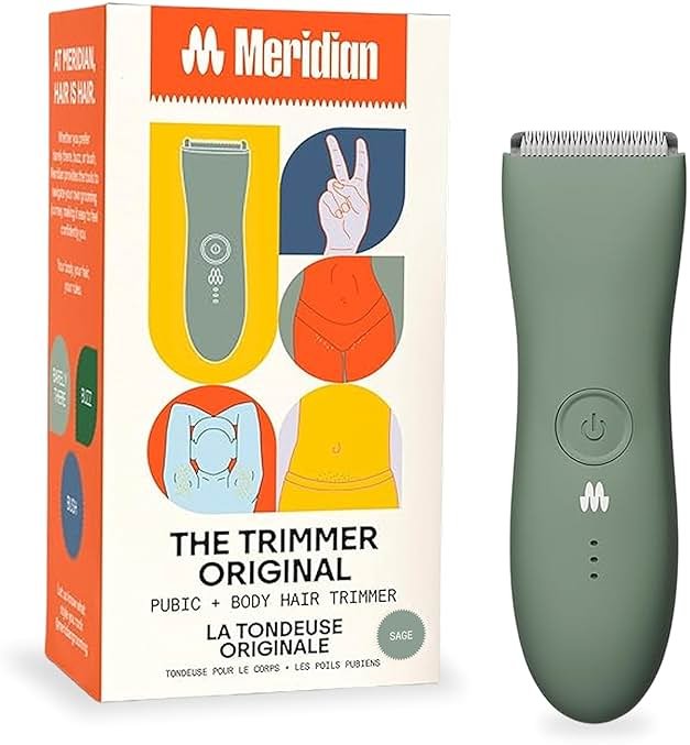 MERIDIAN The Trimmer Original - Body Hair Trimmer for Men, Electric Shaver for Pubic Hair, Chest, Legs & Bikini, Waterproof & Rechargeable, Sage - Product Image