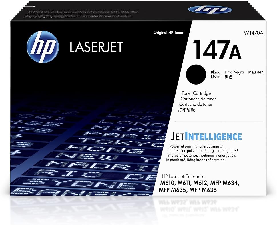 HP 147A Black Toner Cartridge | Works with LaserJet Enterprise M610, M611, M612, LaserJet Enterprise MFP M634, M635, M636 | W1470A - Product Image