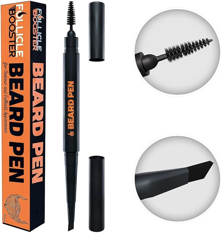 Beard Pen Filler for Men - Barber Styling Grooming Pencil, Waterproof & Sweat Proof, Long Lasting, Natural Finish, Cover Beard & Scalp Patches - Black, 1 Pack - Product Image