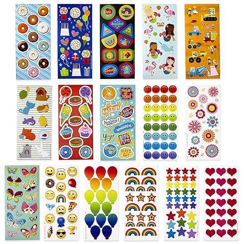 Hallmark Stickers for Kids (Pack of 258 Stickers, 16 Sheets—Mermaids, Rainbows, Hearts, Dogs, Cats, Donuts) - Product Image