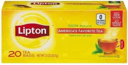 Lipton, America's Favorite Tea, Black Tea, Tea Bags, 20 Ct (Pack of 4) - Product Image