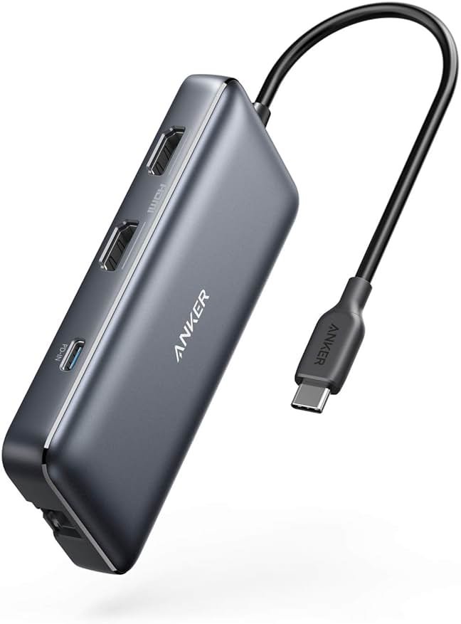 Anker Laptop Docking Station Dual Monitor, 8-in-1 USB C Hub, 4K Dual Monitor with 2 HDMI, 1 Gbps Ethernet Hub, 85W Power Delivery, SD Card Reader, for XPS and More (Charger not Included) - Product Image