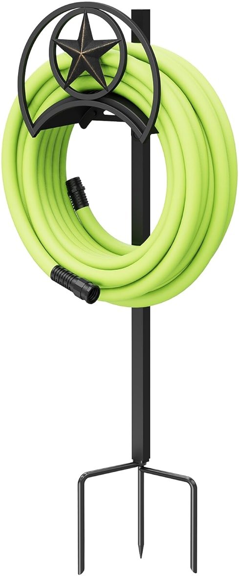 GOFORWILD Garden Hose Holder, Star Decorative, Durable Wall Hose Hanger, Hose Reel, Holds 125-Feet of 5/8-Inch Hose, Made of Gauge Steel - Product Image