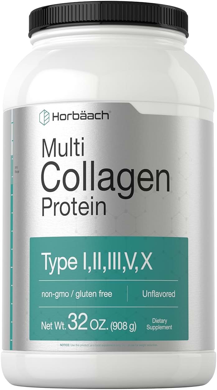 Horbaach Multi Collagen Protein Powder 32 oz | Types I, II, III, IV, V, VII, VIII, X, XII, and XXII | Grassfed Collagen Peptides | Keto & Paleo Friendly | Unflavored & Gluten Free - Product Image