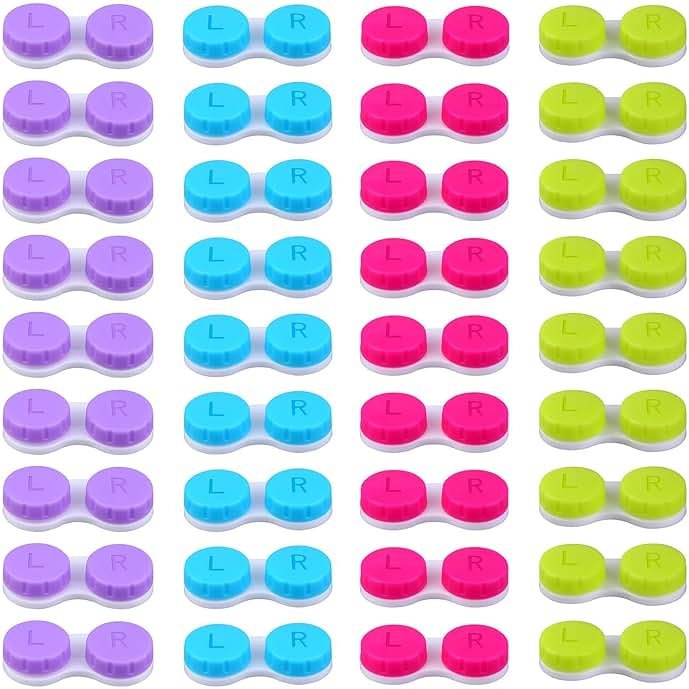 Elcoho 36 Pack Colorful Contact Lens Case Left/Right Contact Lens Soak Storage Contact Lens Travel Container, 4 Colors - Product Image