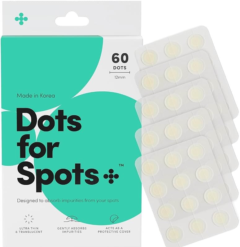 Dots for Spots Pimple Patches For Face - Fast Acting, Translucent Hydrocolloid Zit Patches that Unclog Pores Korean Skin Care - Vegan, Cruelty Free - (60 count) - Product Image