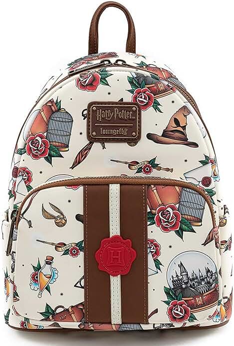 Loungefly Harry Potter Tattoo Art Cream Color Womens Double Strap Shoulder Bag Purse - Product Image