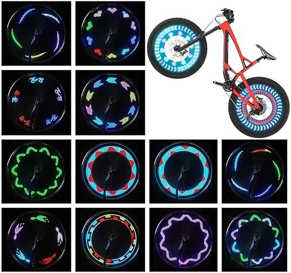 Bike Wheel Lights (2 Pack) - Waterproof LED Bicycle Spoke Tire Lights - 30 Different Patterns Change - Bike Accessories - Black - Product Image
