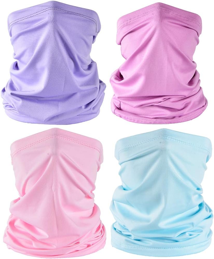 Leamekor UV Face Cover Neck Gaiter Mask Dust Protection Magic Scarf Wind Bandana Balaclava for Summer Running Fishing 4 PCS - Product Image