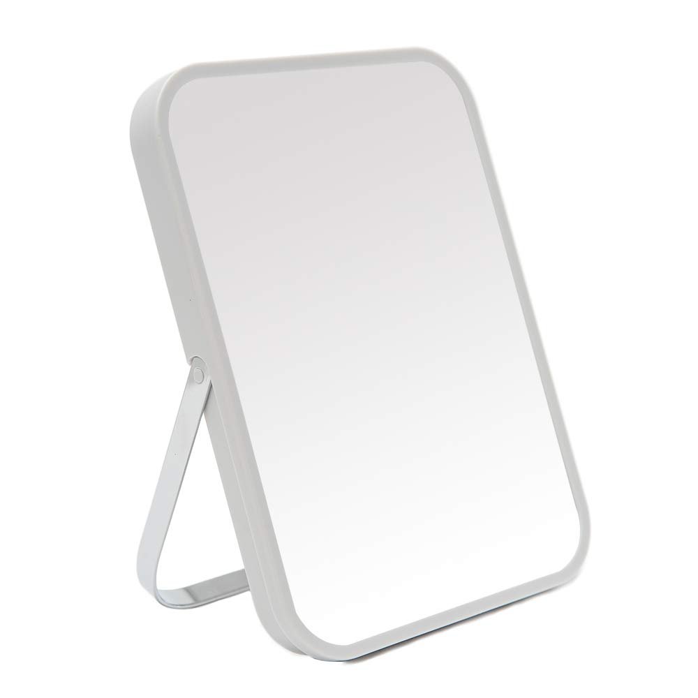 YEAKE Table Desk Vanity Makeup Mirror,8-Inch Portable Folding Mirror with Metal Stand 90°Adjustable Rotation Tavel Make Up Mirror Hanging Bathroom for Shower Shaving(Gray) - Product Image