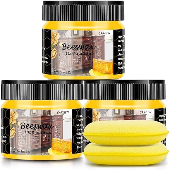 CARGEN Beeswax Wood Polish - Furniture Conditioner and Cleaner for Wood | Restores Aged Furniture, Enhances Grain Depth Shine, Protective Wax for Cabinets, Tables, Furniture, Hardwood Surfaces, 3PCS - Product Image
