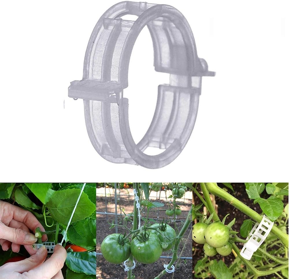 MIHEY 300 Pcs Tomato Trellis Clips, Tomato Vine Clips, Plant Support Garden Clips for Vine Vegetables to Grow Upright and Healthier - Product Image