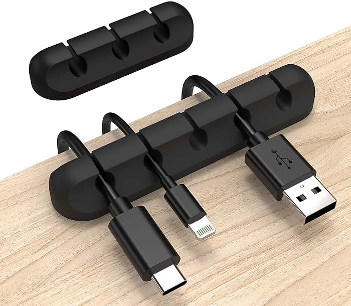 INCHOR Cord Organizer, Cable Clips Cord Holder, Cable Management USB Cable Power Wire Cord Clips, 2 Packs Cable Organizers for Car Home and Office (5, 3 Slots) - Product Image