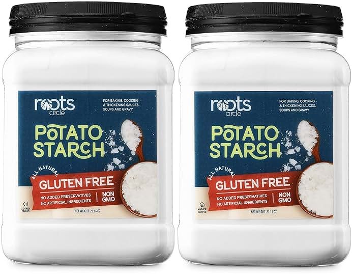 Roots Circle Gluten-Free Potato Starch | 2 Pack of 21oz Jars | No Preservatives or Artificial Ingredients | Kosher for Passover Thickener for Soups Stews, Gravies & Sauces - Product Image