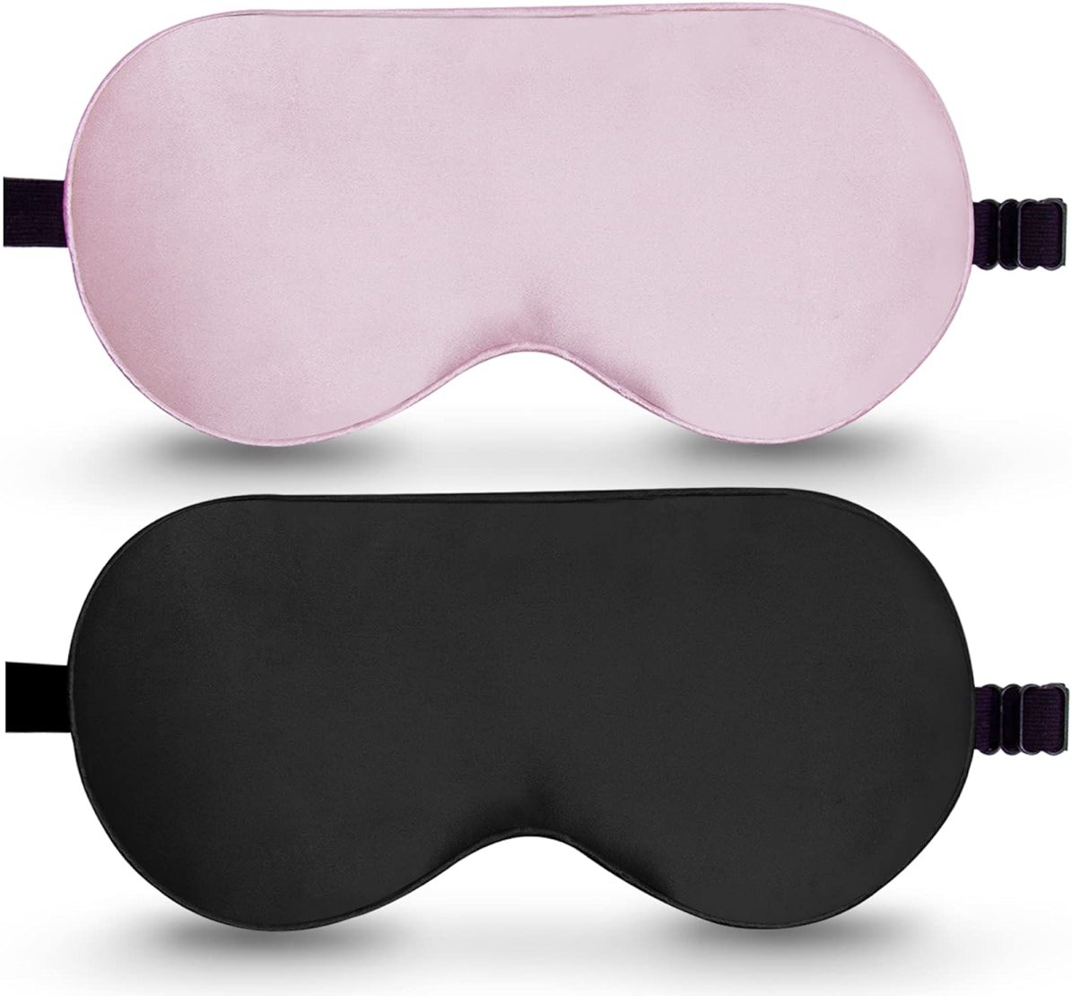 BeeVines 100% Real Mulberry Silk 2 Pack Sleep Mask, Natural Pure Silk Eye Masks with Adjustable Strap for Sleeping, 100% Block Light Eye Sleep Shade Cover, Reduces Puffy Eyes Traveling Gifts - Product Image