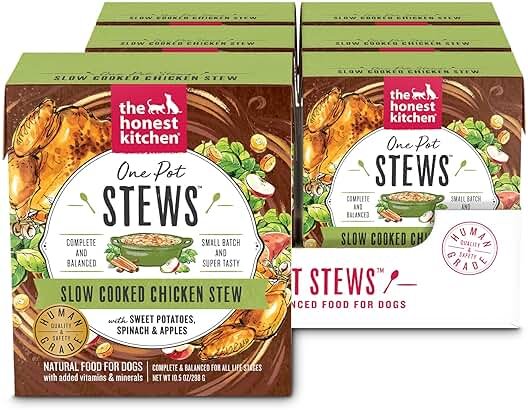 The Honest Kitchen Human Grade One Pot Stews Wet Dog Food - Slow Cooked Chicken Stew with Sweet Potato, Spinach & Apples, 10.5 Ounce Box (Pack of 6) - Product Image