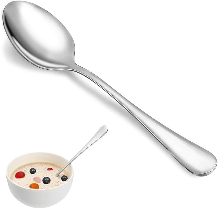 Dinner Spoon Set,16 Pcs 7.3" Tablespoons,Premium Food Grade Stainless Steel Spoons,Durable Metal Spoon,Tablespoon,Silverware Spoons Only,Mirror Finish & Dishwasher Safe,Use for Home,Restaurant - Product Image
