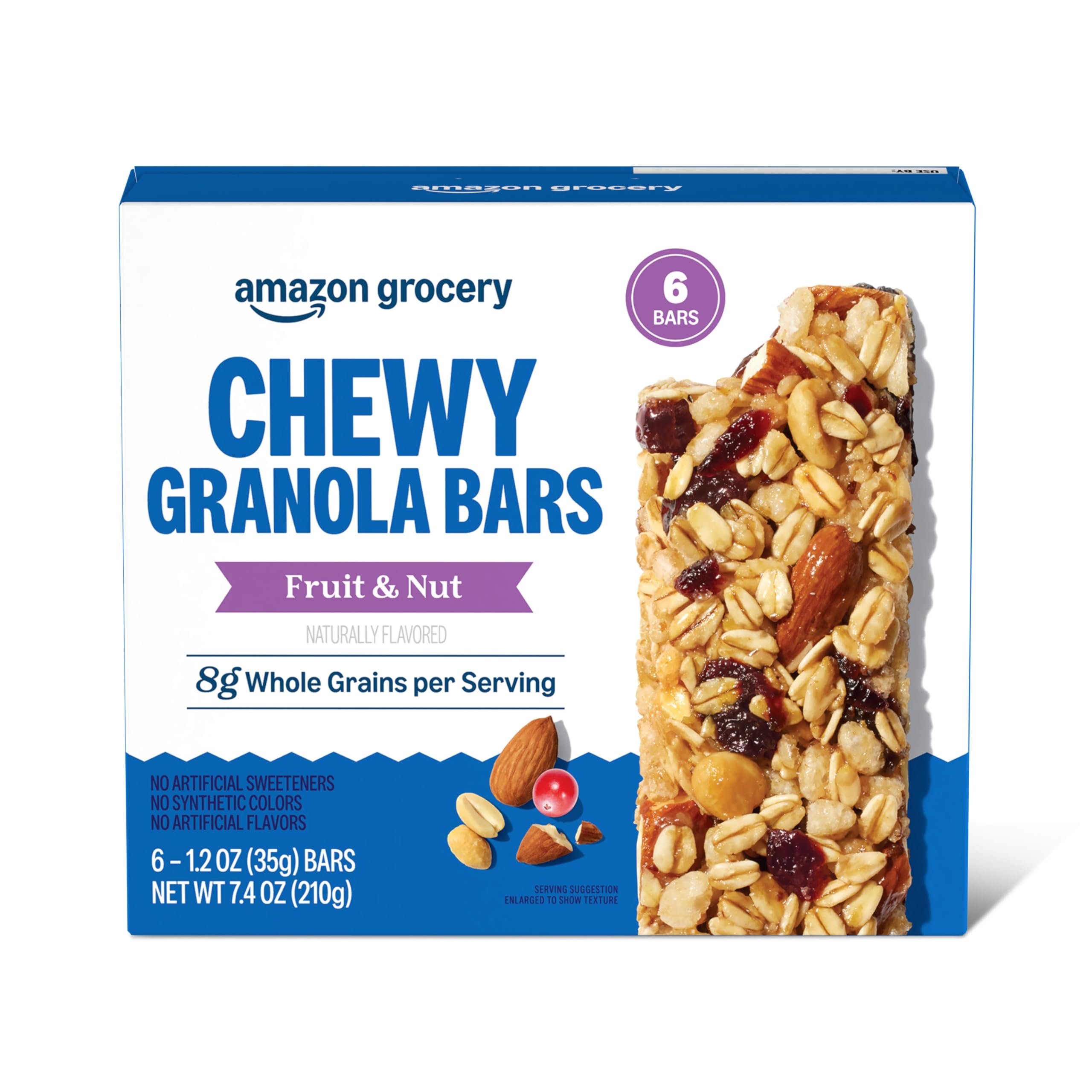 Amazon Grocery, Fruit & Nut Chewy Granola Bars, 7.4 Oz, 6 Ct - Product Image