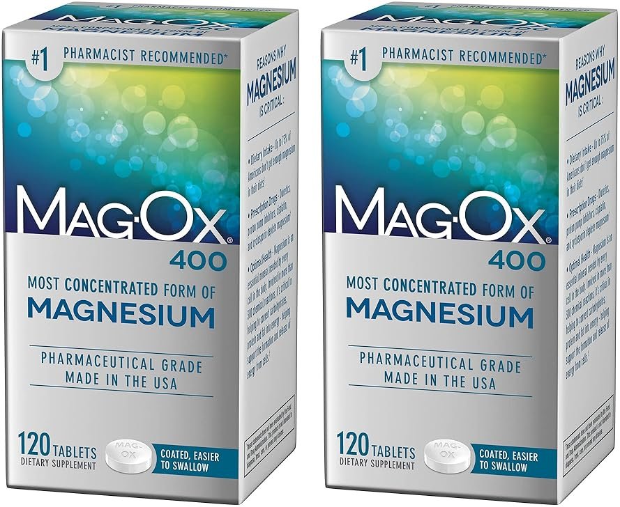 Mag-Ox 400 Magnesium Supplement, Pharmaceutical Grade Magnesium Oxide with 482 mg Per Dose, 120 Tablets, Pack of 2 - Product Image
