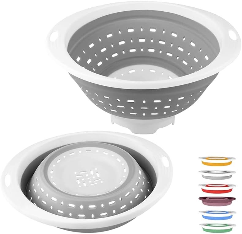 QiMH Collapsible Colander and Strainer, 5 Quart(1.25 gal), Heavey Duty Kitchen Drainer Basket for Pasta, Veggies and Fruits, New Home Apartment Essentials - Product Image