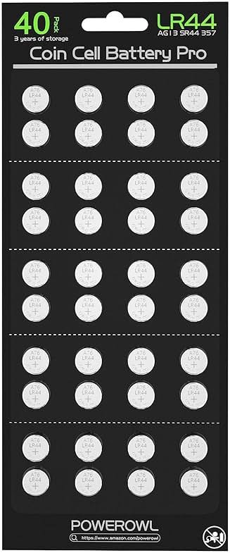 POWEROWL High Capacity LR44 Batteries 40 Pack, L1154F AG13 357 303 SR44 A76 Premium Alkaline Battery 1.5V Button Coin Cell Batteries - Product Image