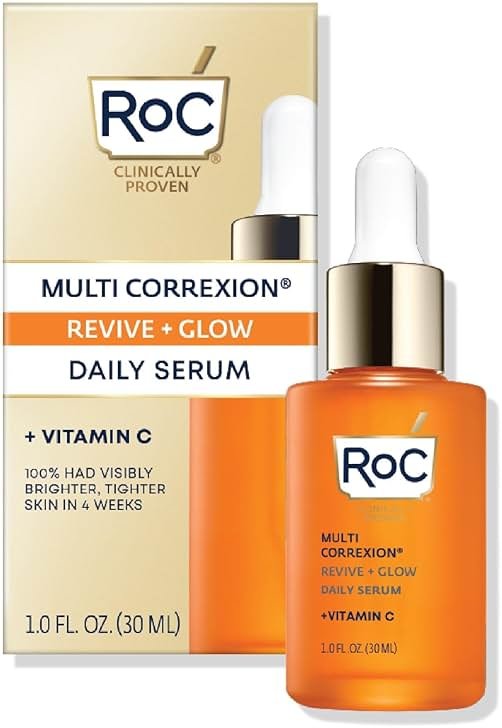 RoC Multi Correxion Revive + Glow 10% Active Vitamin C Serum for Face, Daily Anti-Aging Wrinkle and Skin Tone Skin Care Treatment, Brightening Serum , 1 Fluid Ounce (Packaging May Vary) - Product Image