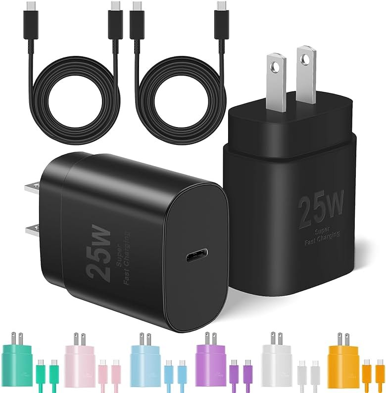 Type C Charger Fast Charging, 2Pack [10FT&6FT] Long USB C Cable with 25W Phone Super Fast Charger Block Compatible with Galaxy S25/S24/Plus/Ultra,iPhone 15/16/17/Air/Plus/Pro Max - Product Image
