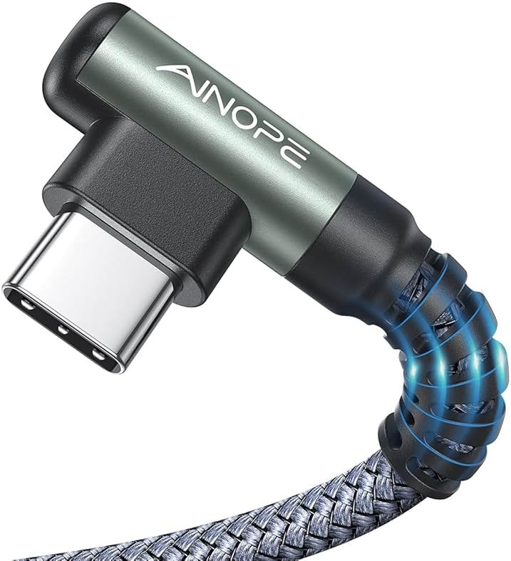 AINOPE USB C Cable [2-Pack, 6.6ft] 3.1A Type C Charger Fast Charging, Right Angle USB to USB C Cable for iPhone 17 Carplay Cable, Galaxy S10+ S10 S9, Note 10 9, LG V30, Moto, iPhone 16 15 Charger Cord - Product Image