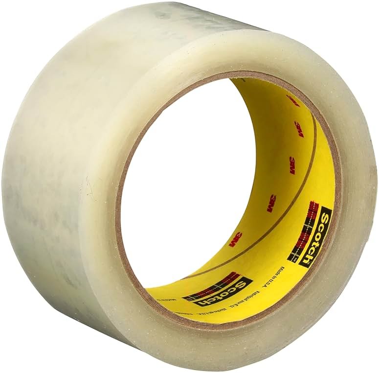 3M Scotch High Tack Box Sealing Tape 375+, Film Backing with Synthetic Rubber Adhesive, Clear Color, 72 mm x 50 m, 24/Case - Product Image