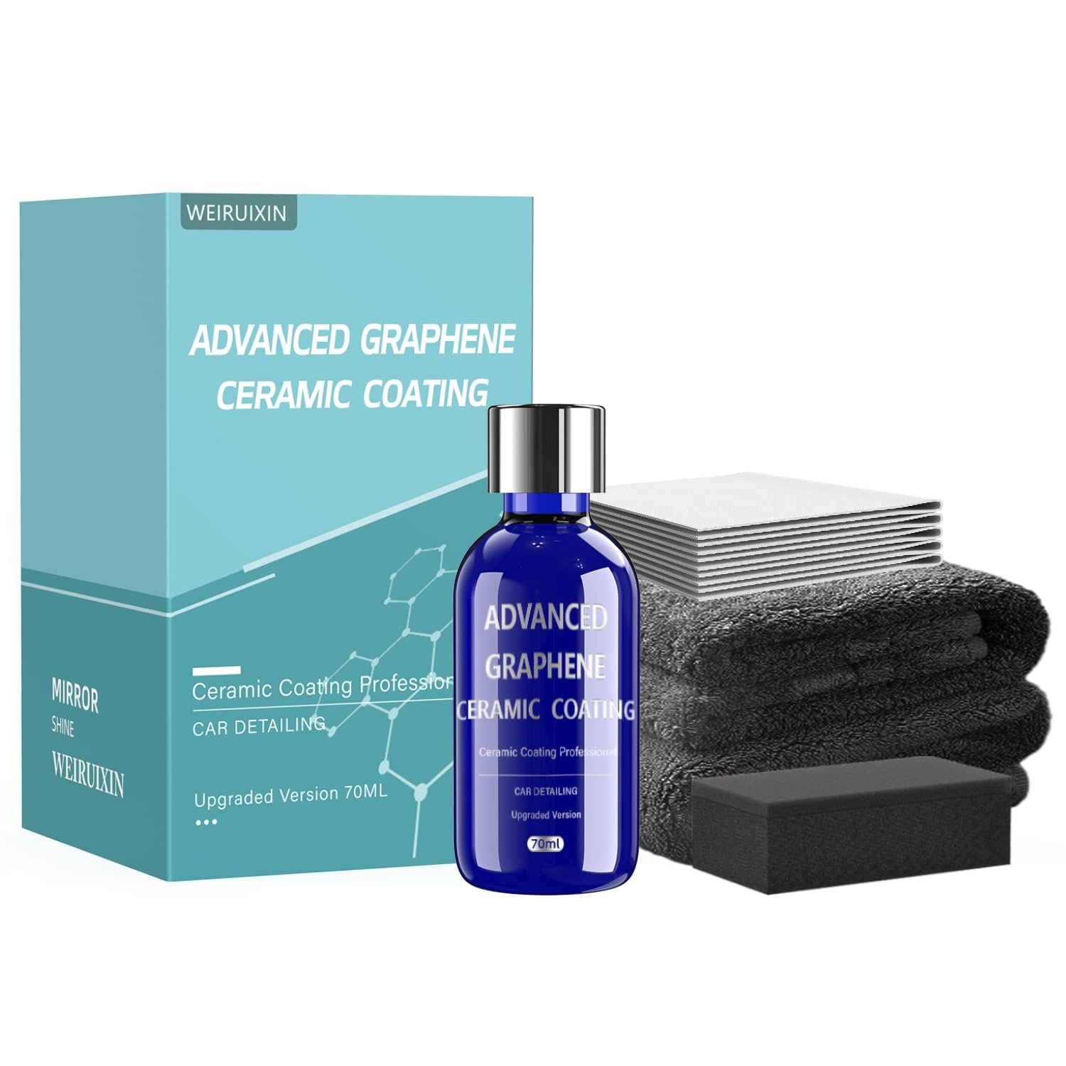 Advanced Graphene Ceramic Coating for Cars(70ML),12H Graphene Coating for Auto Car Detailing,10+ Years of Long Lasting Car Protection,Gloss Hydrophobicty Anti Scratch - Product Image