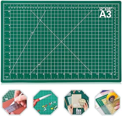 anezus Self Healing Sewing Mat, 12inch x 18inch Rotary Cutting Mat Double Sided 5-Ply Craft Cutting Board for Sewing Crafts Hobby Fabric Precision Scrapbooking Project - Product Image