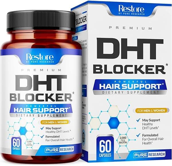 DHT Blocker Hair Growth Support Supplement - Saw Palmetto + Hair Vitamins for Women & Men - Supports Healthy Hair Growth & Thick & Strong-Hair - May Support Healthy DHT Levels - Low Loss Capsules - Product Image