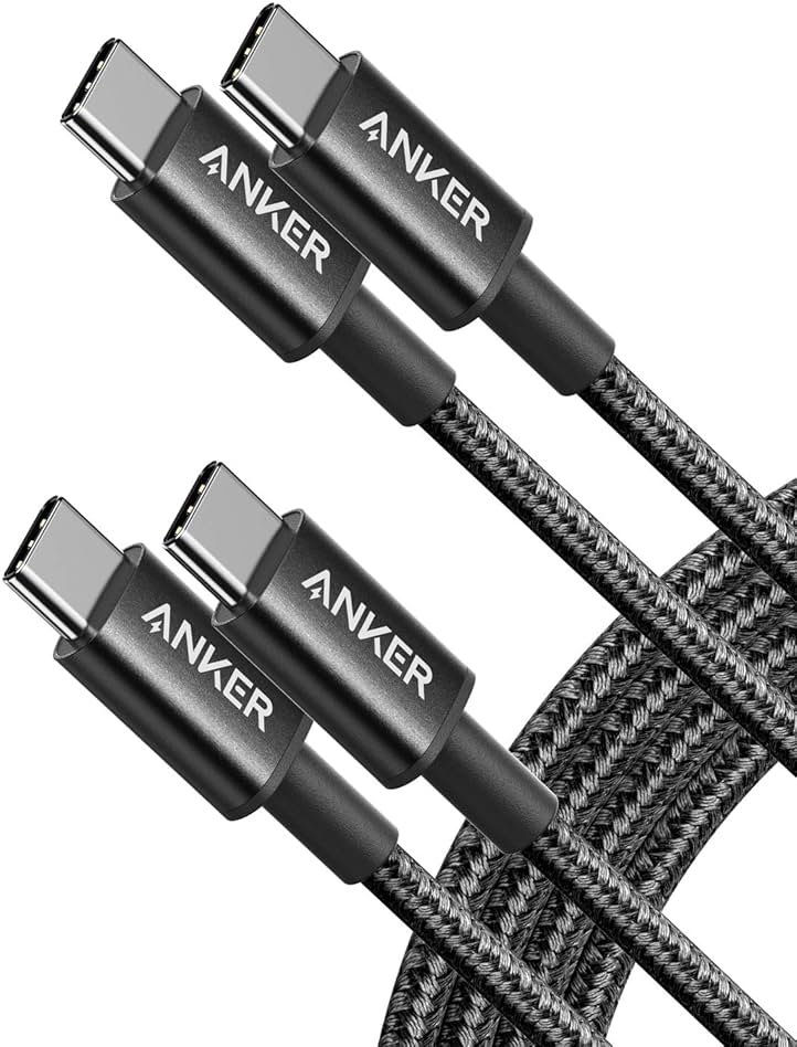 Anker USB C to USB C Cable, Type-C 60W Fast Charging Cable (6 FT, 2Pack) for iPhone 17 Series, iPad mini 6 and More (Black) - Product Image