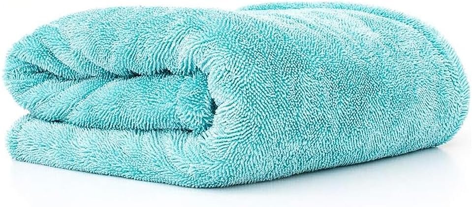The Rag Company, The Liquid8r, Absorbent 70/30 Blend Microfiber Drying Towel for Cars, Trucks, and SUVs, Safe for Detailing, Scratch-Free, Twist Loop, 1100 GSM, 25x36 Inches, Aqua Blue - Product Image