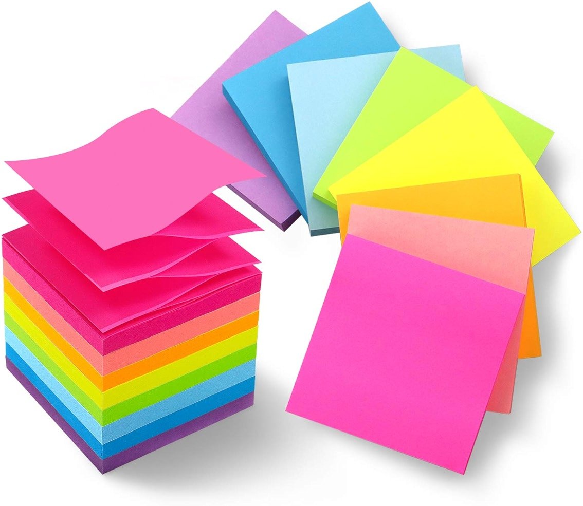 Phthdoty 8 Pads Pop Up Sticky Notes 3x3 Refills Bright Colors Self-Stick Notes Pads Super Adhesive Sticky Notes Great Value Pack - Product Image