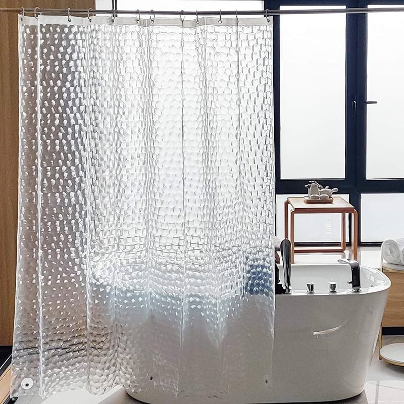 NTBAY EVA Clear Shower Curtain with Water Cube, Water-Repellent Liner with 3 Magnets for Bathroom, 72x72 Inches - Product Image